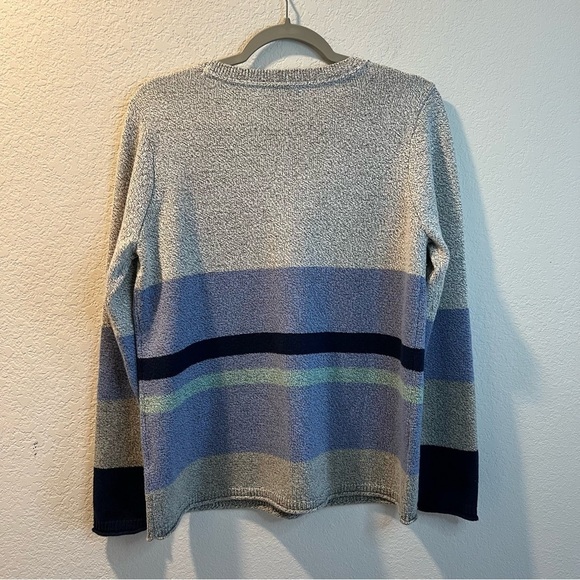 Women’s J. Jill gray and blue striped v-neck pullover sweater size small S - Picture 5 of 5